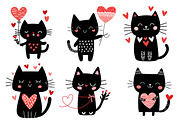 Valentine black cat clipart, an Illustration by Designworld (Thumbnail 2 of 4)
