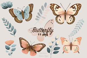 Abstract Butterfly Flowers Clipart