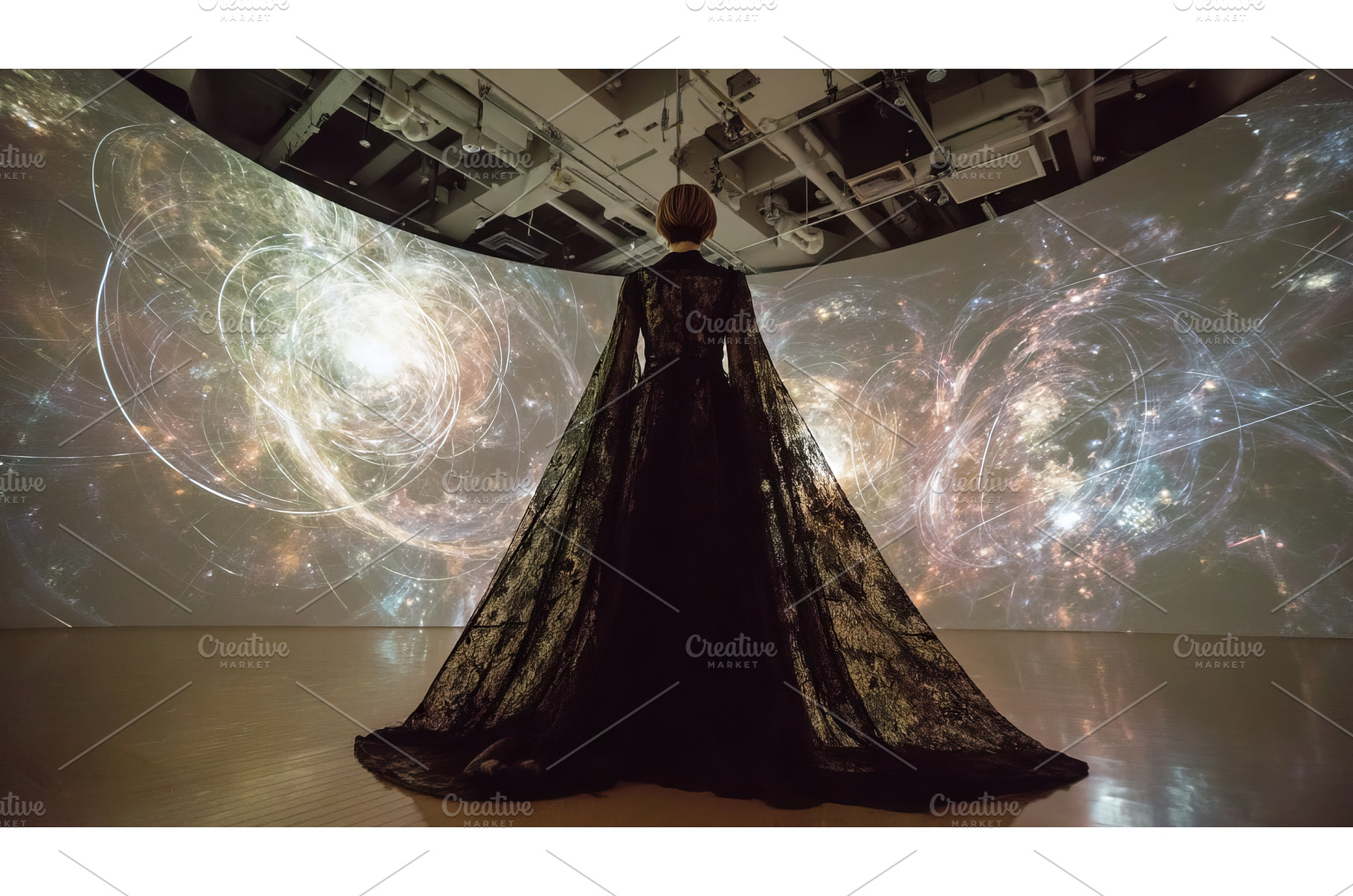 An individual stands at the room's, an Abstract Photo by ZinetroN