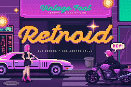 Retroid - Vintage Font, a Handwritten Font by Gleb Guralnyk