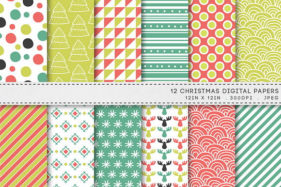Christmas Patterns Digital Paper preview 4