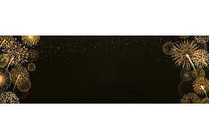 Golden fireworks background, an Illustration by Yayasya