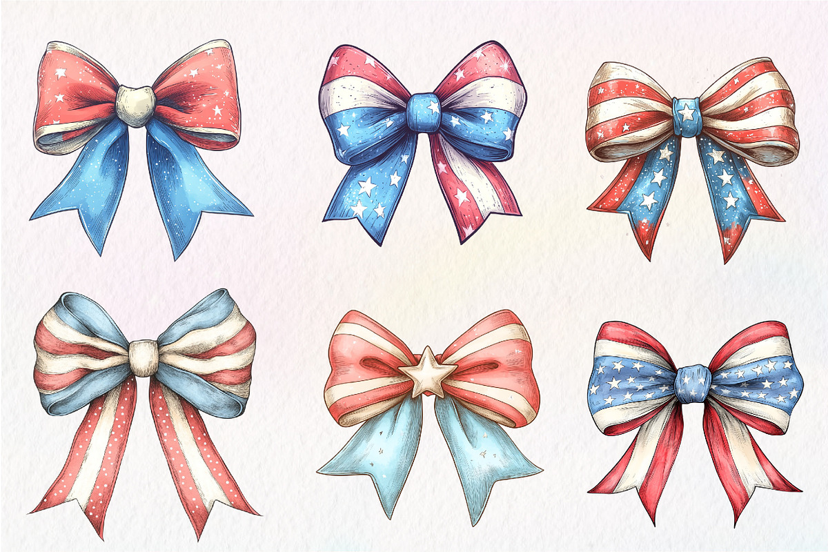 4th of July Bow Sublimation Bundle, an Illustration by CreationArt (Photo 6 of 6)