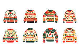 Ugly Christmas sweaters set, an Object Illustration by Valerie Bodnar