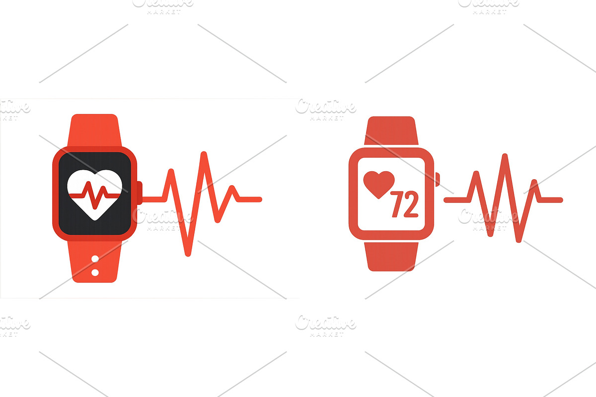 Smartwatches displaying heart rate, a Technology Illustration by ZinetroN