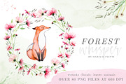 Woodland Watercolor Clipart, an Animal Illustration by Maria B. Paints (Thumbnail 1 of 4)