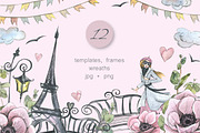 Paris romantic watercolor clipart, a Decorative Illustration by NATASHA CHU (Thumbnail 8 of 17)