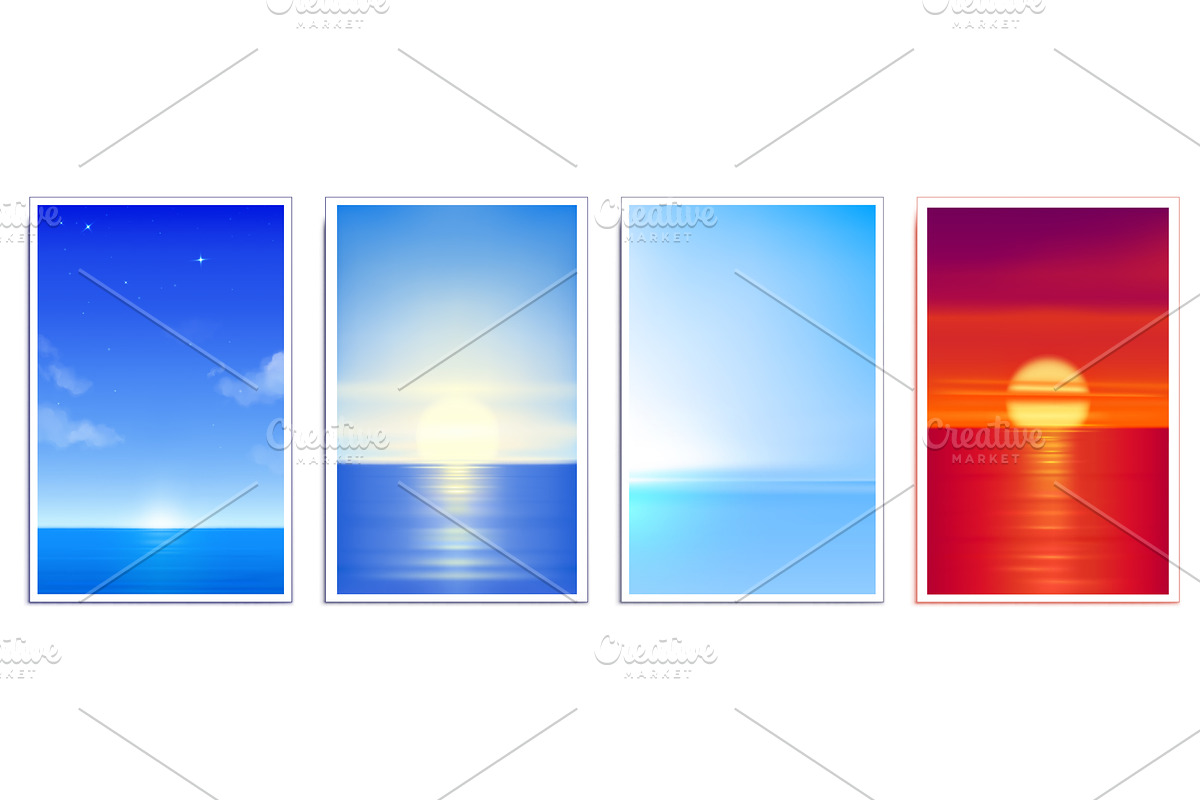 Gradient sea blurred posters at, an Illustration by art PVP - market