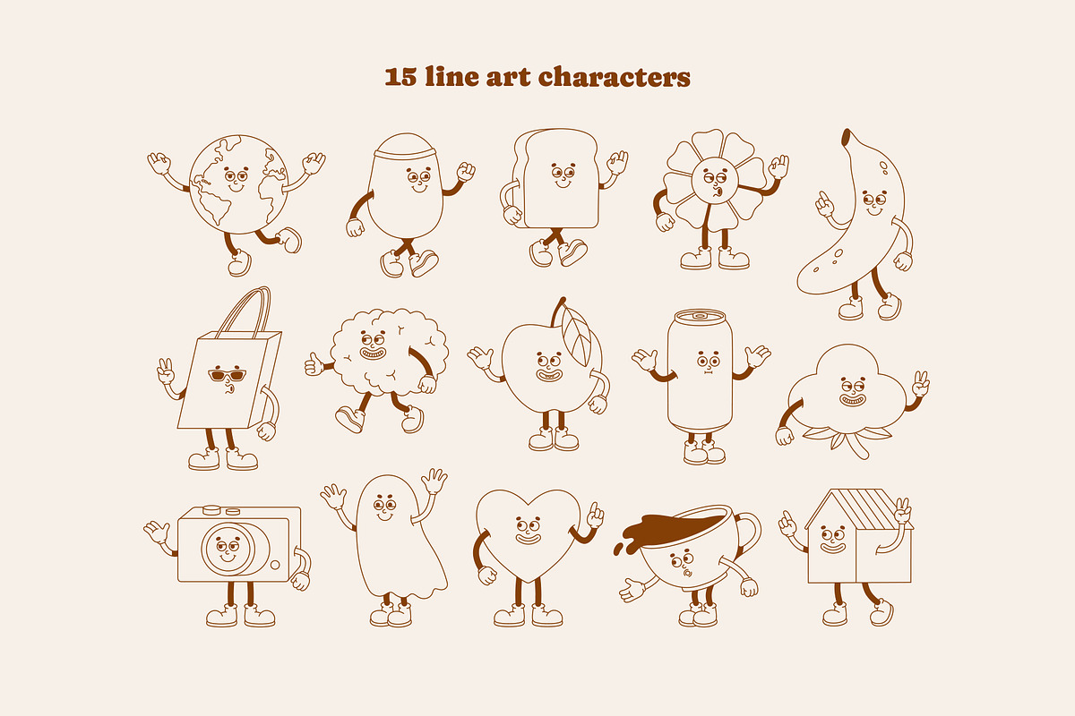 Retro Mood. Cartoon characters., a Decorative Illustration by Sweet Corner (Photo 4 of 12)