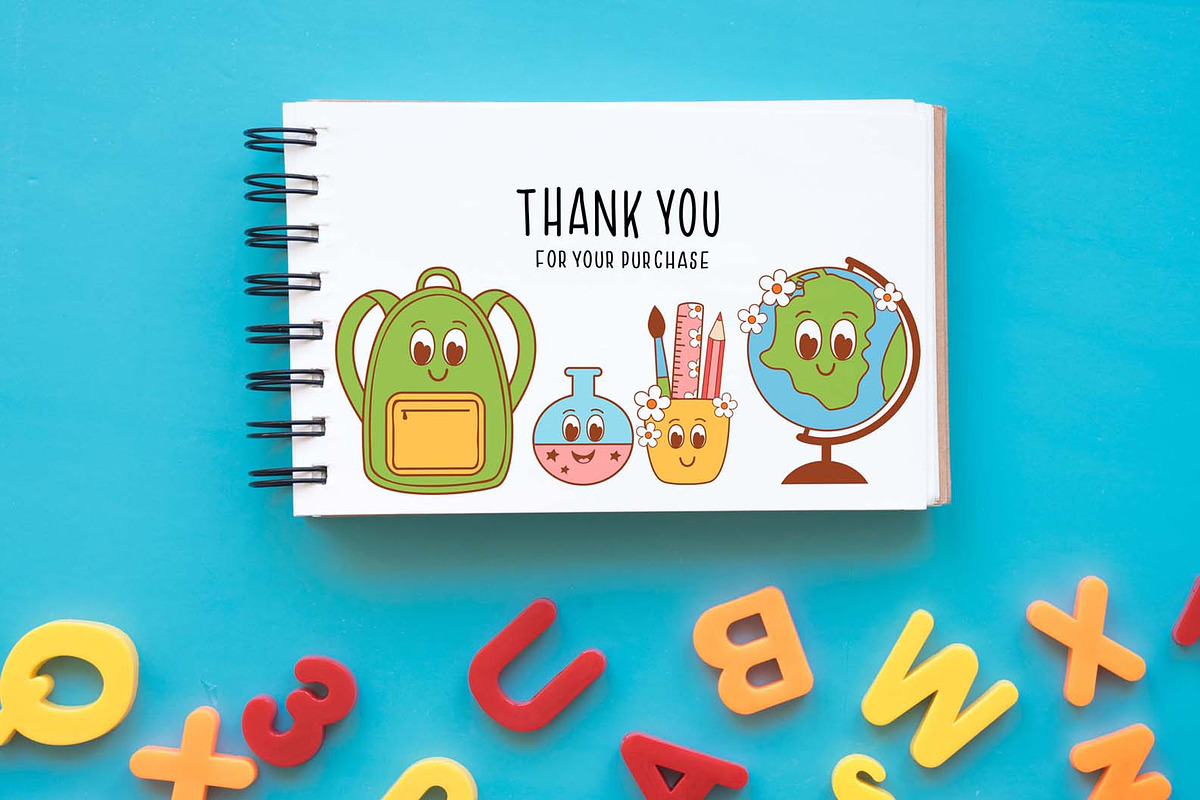 Groovy School Vector Clipart Pack, an Education Illustration by NataKa (Photo 4 of 4)