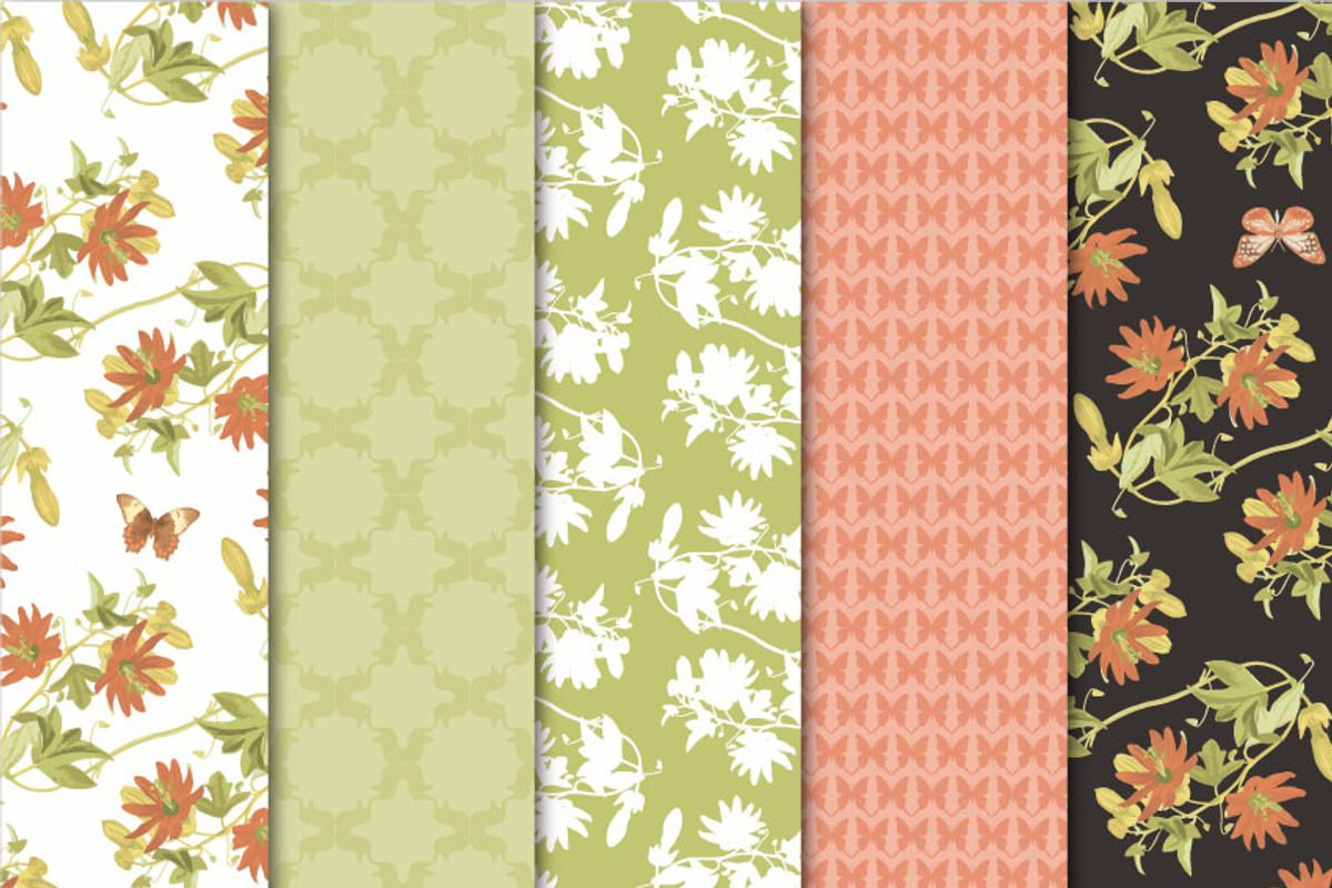 Digital Paper-Passion Flower preview 2