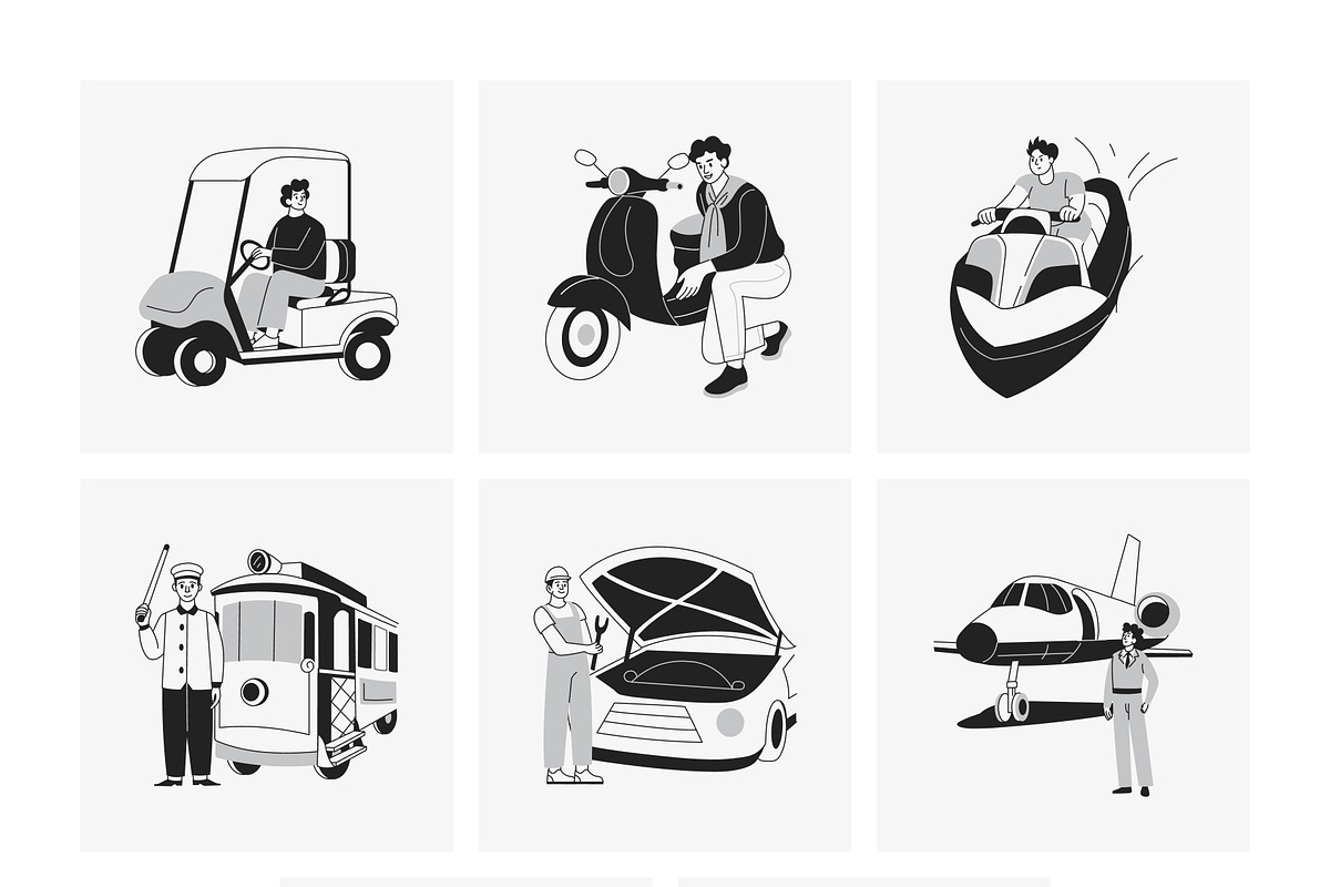 Vehicle Illustration Art Set, a Transportation Illustration by Vectors Market (Photo 9 of 9)