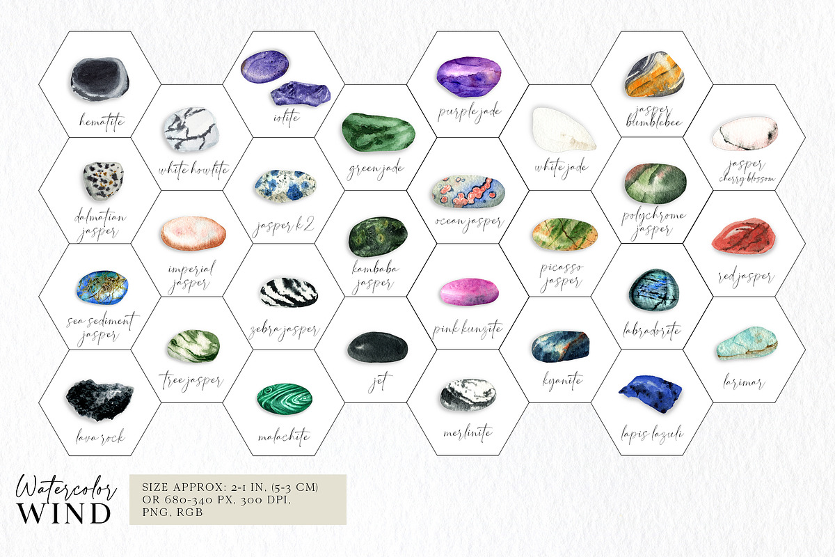 Watercolor gemstone clipart, an Illustration by Ksenia Shmakova (Photo 3 of 13)