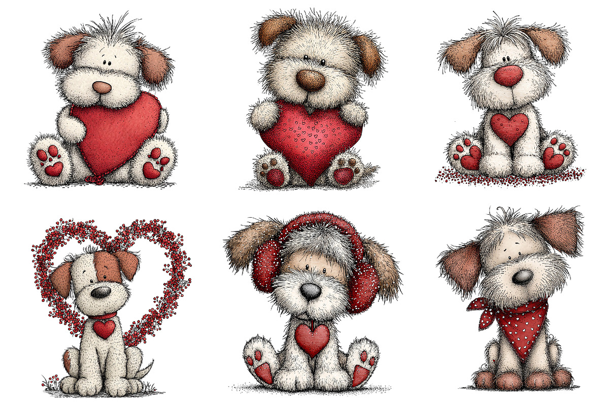 Whimsical Valentine Dogs Clipart, an Illustration by Dream Creation (Photo 3 of 5)