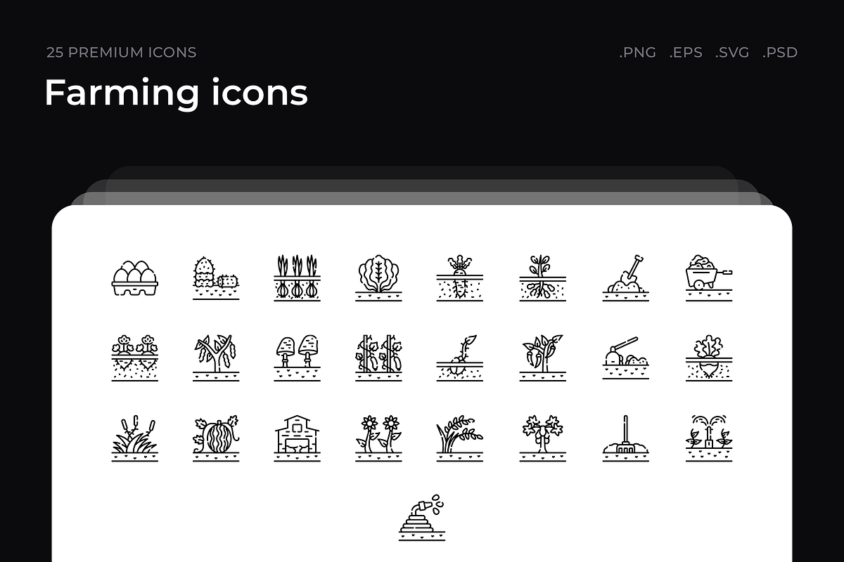 Farming icons, an Outline Icon by Wencory