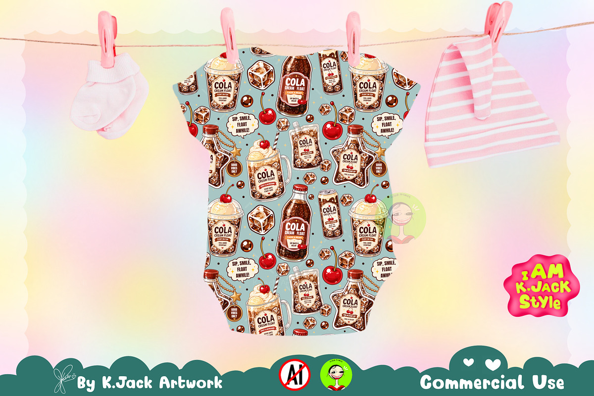 Cute Cola Cream Float Seamless, a Background Graphic by K.JackArtwork (Photo 5 of 8)