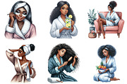 Black Girl Spa Day Watercolor PNG, an Illustration by Designking (Thumbnail 2 of 5)