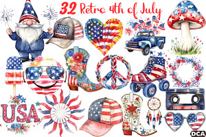 Retro 4th of July Sublimation Bundle, an Illustration by DreamCafeArt