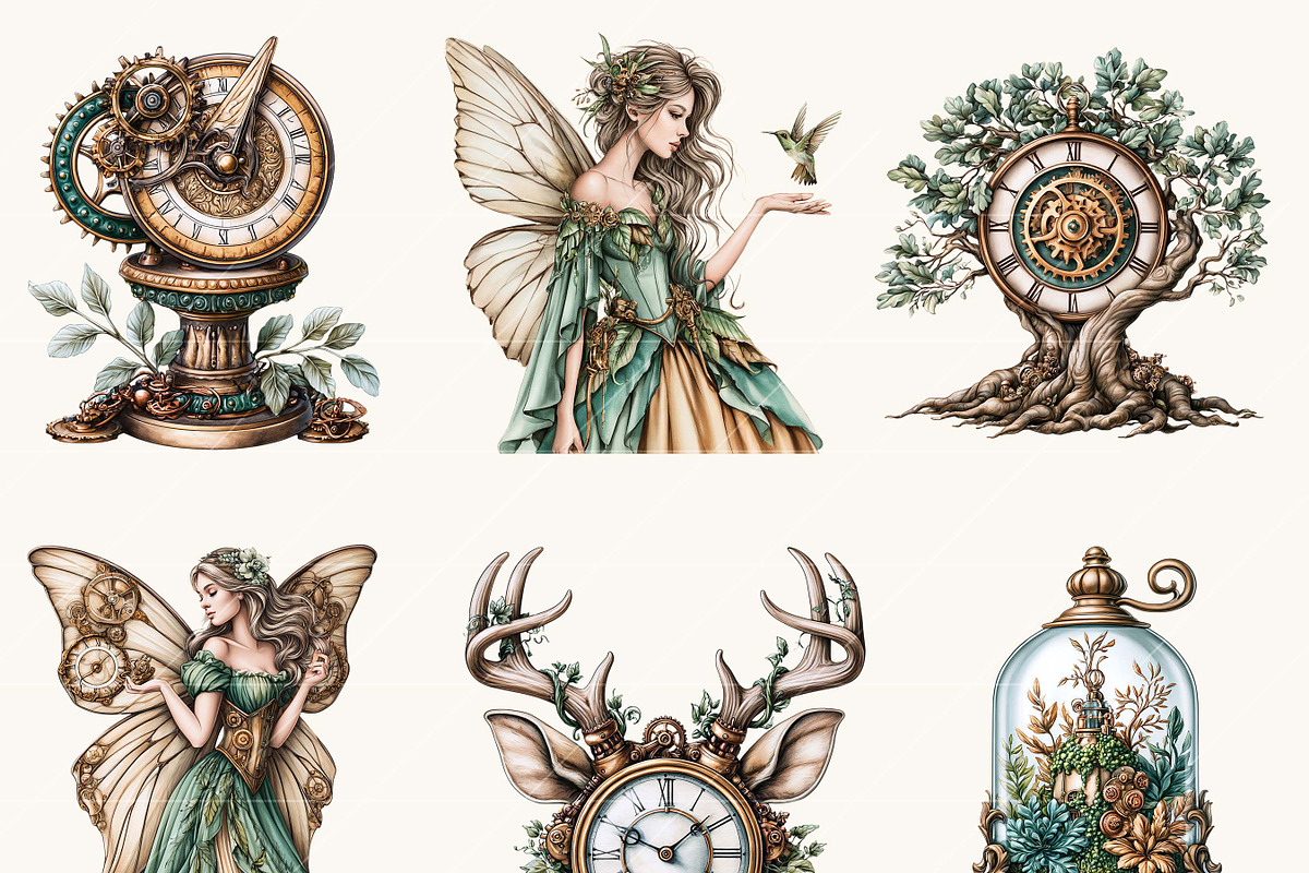 Steampunk Forest Clipart Bundle, a Seasonal Illustration by BusyDaydesign (Photo 5 of 9)