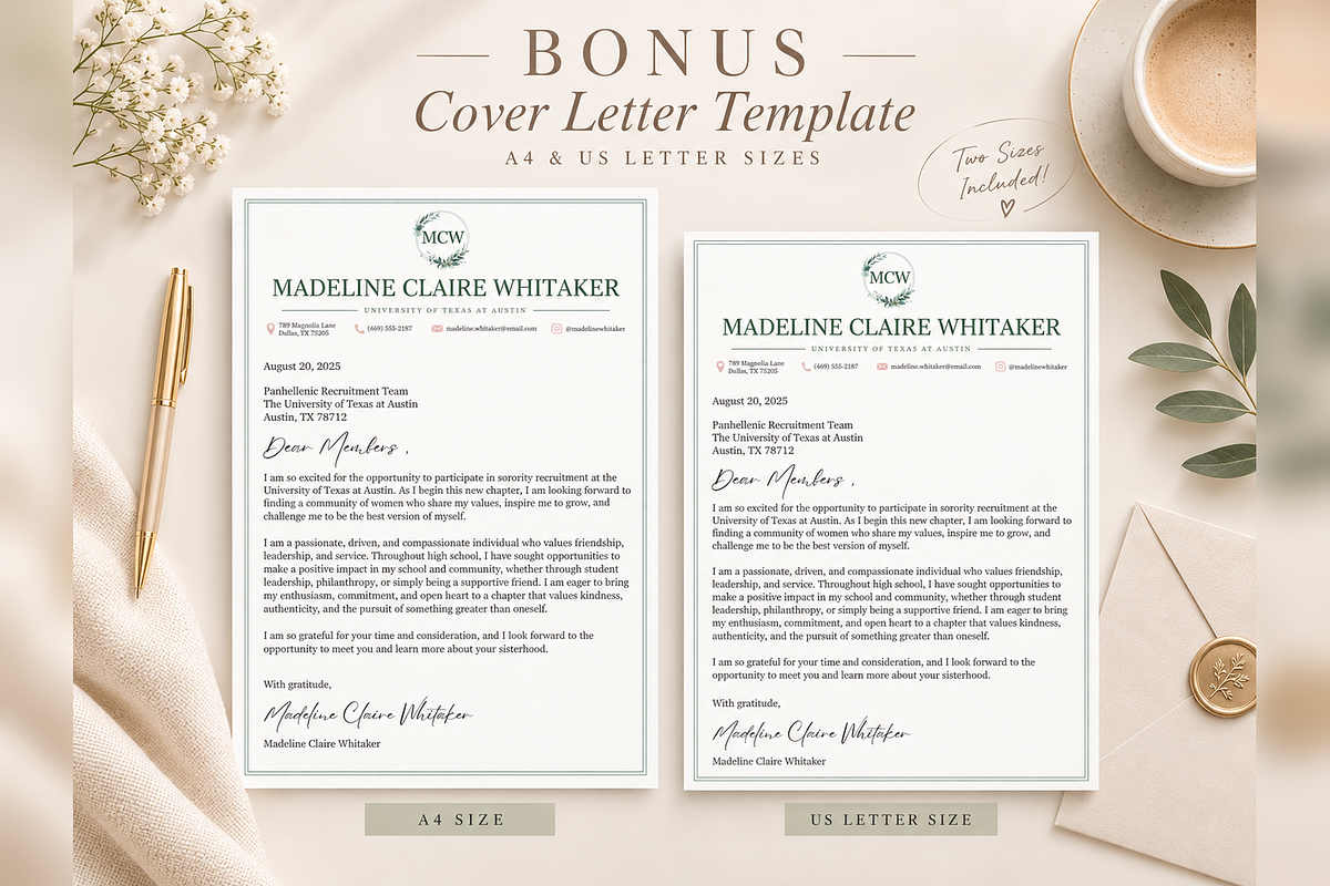 Sorority Rush Resume Canva Template, a Resume Template by Moeen (Photo 5 of 8)