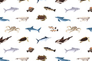 Fishes set + sea life backgrounds, an Animal Illustration by PaperTrident (Thumbnail 5 of 8)