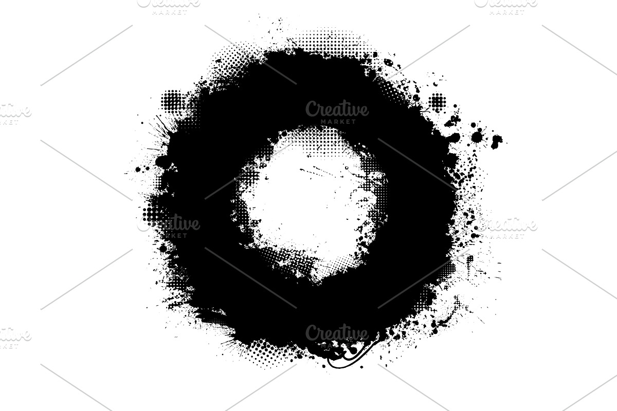 Round frame made of blots. Paint, a Texture Illustration by Nenahliadava Design