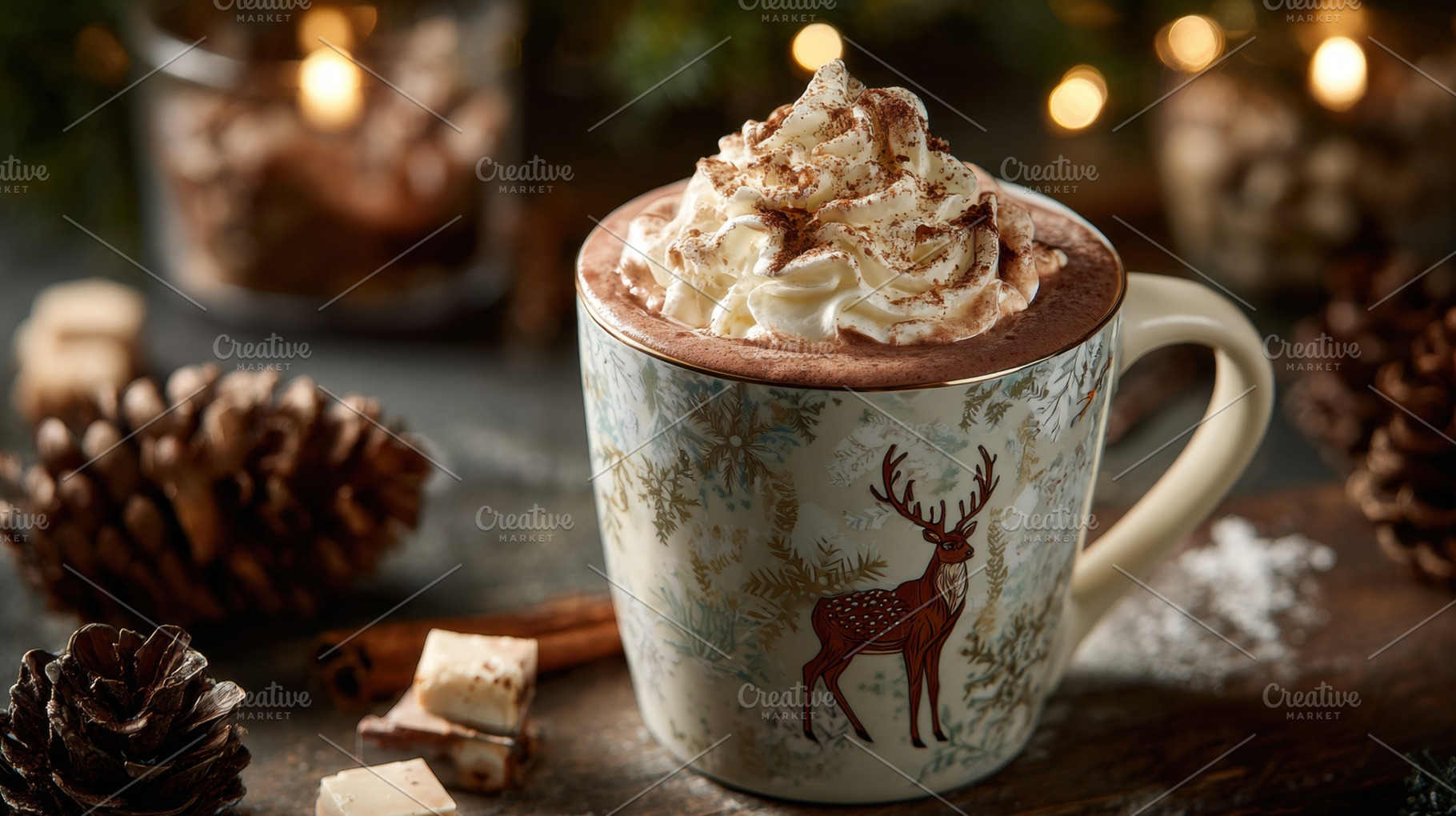 Cozy cup of hot chocolate with cream, a Photo by Beautiful things