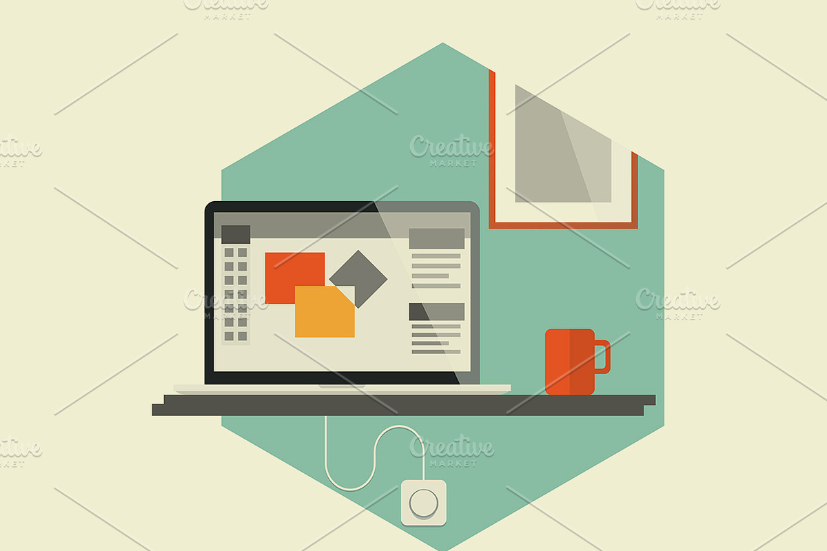 Flat Hexagonal Workspaces, an Illustration by meanicons (Photo 4 of 4)