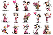 Whimsical Valentine Clipart, an Illustration by OK Design (Thumbnail 2 of 6)