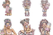 Whimsical Summer Girls Clipart, an Illustration by Designking (Thumbnail 2 of 5)