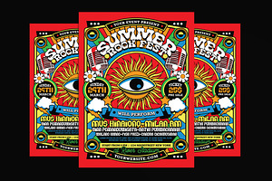 Retro Summer Rock Music Fest, a Flyer Template by Muhamad Iqbal hidayat