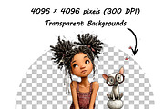 Whimsical Girl and Dog Love Clipart, an Illustration by one-touch (Thumbnail 17 of 18)