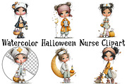 Watercolor Halloween Nurse Clipart, a Seasonal Illustration by OK Design (Thumbnail 2 of 6)
