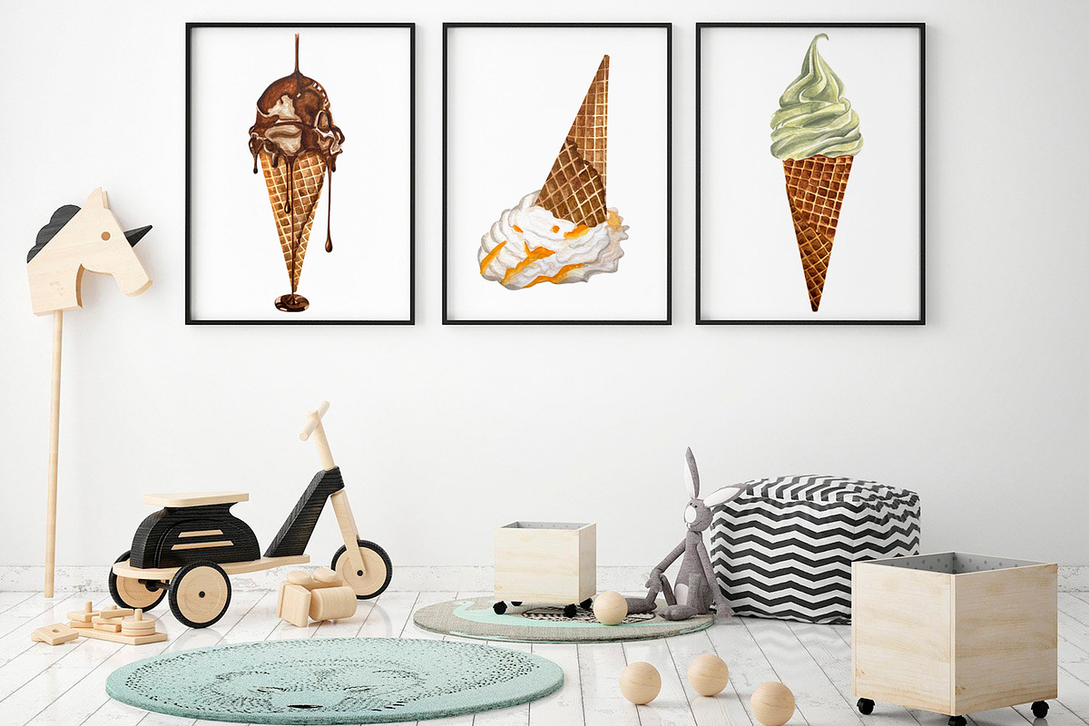 Watercolor italian ice cream clipart, a Food Illustration by Fresh art by Larysa (Photo 4 of 4)