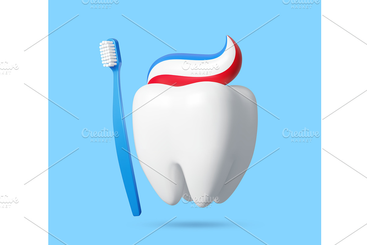 3d tooth with toothbrush, a Healthcare Illustration by Buch&Bee