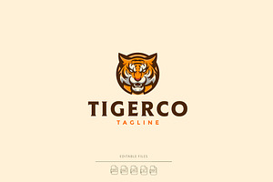 Tiger Mascot Cartoon Logo