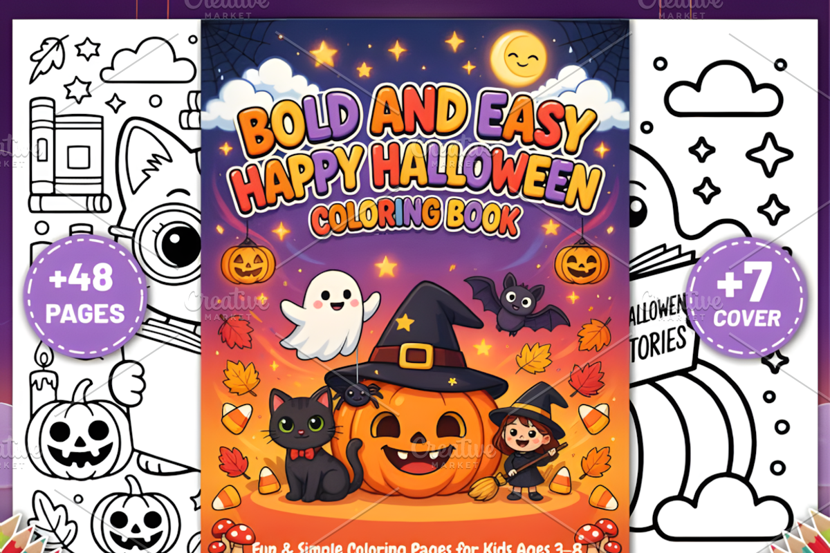 Bold Easy Happy Halloween Coloring, a Seasonal Illustration by Coco Bloom (Photo 1 of 4)