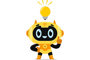 AI Robot Chat Bot Cartoon Character, an Illustration by HitToon