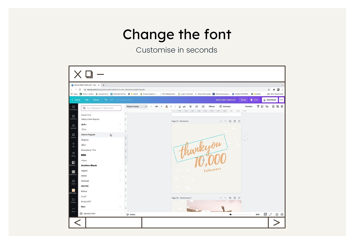 Boho Instagram Feed Canva Templates, a Social Media Template by Cultive Creative (Photo 6 of 13)