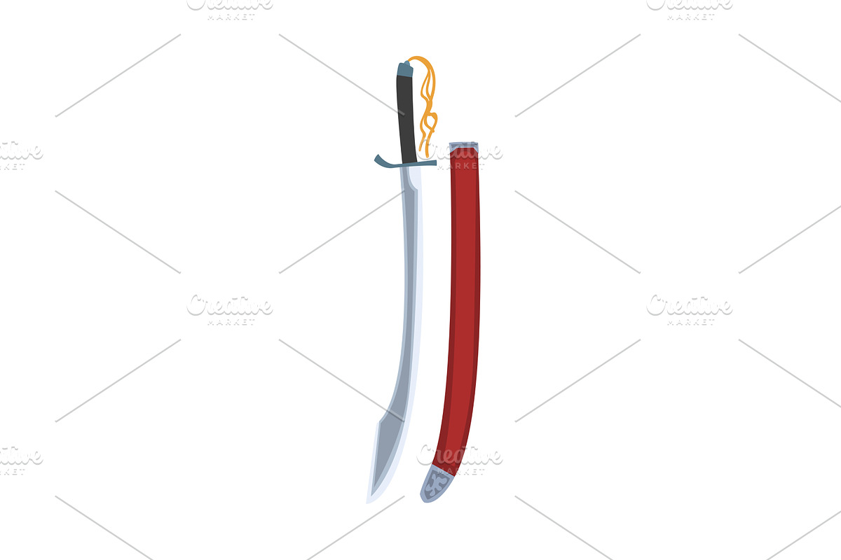 Sword with Scabbard, Ancient Mongol, an Object Illustration by TopVectors