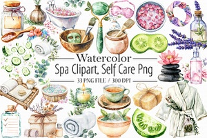 Watercolor Spa Clipart, Self Care Pn, an Illustration by Libby Wishes