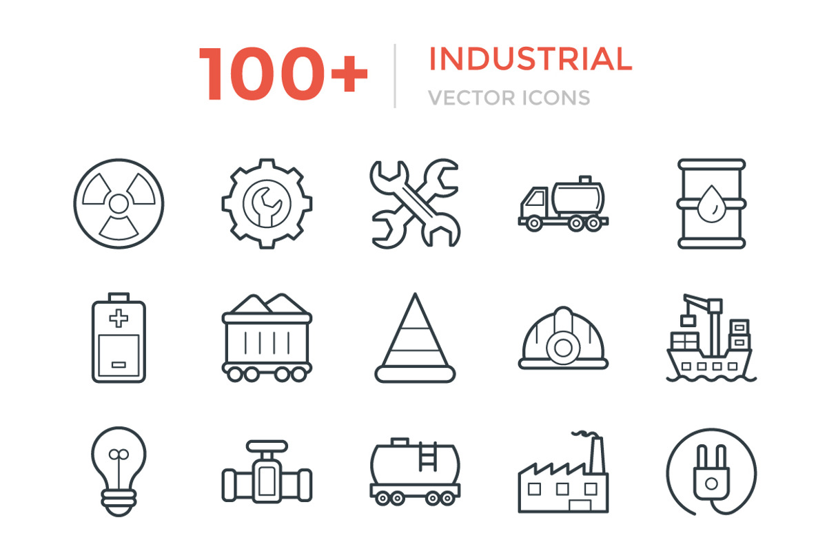 100+ Industrial Vector Icons, an Outline Icon by Vectors Market (Photo 1 of 3)