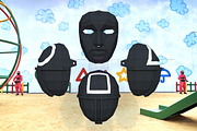 Mask Squid Game 3D model template, a Graphic by PolyFish (Thumbnail 3 of 7)