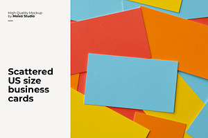 Scattered US Business Cards Mockup