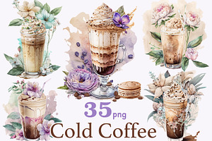 Watercolor Floral Coffee Clipart