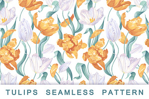 Light Yellow-White Tulips Pattern, a Pattern Graphic by MarynaPetrovska