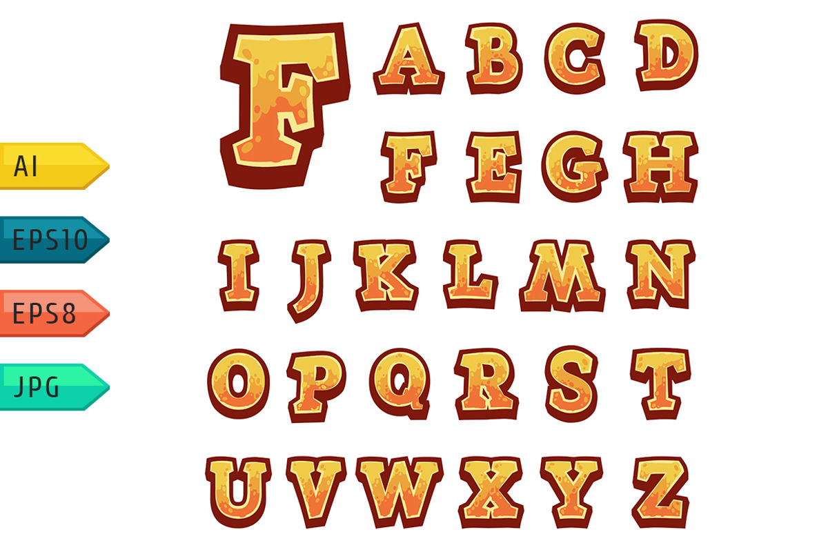 Orange vector stone game alphabet