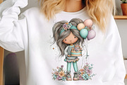 Whimsical birthday girl clipart, an Illustration by SinaCreation (Thumbnail 4 of 11)