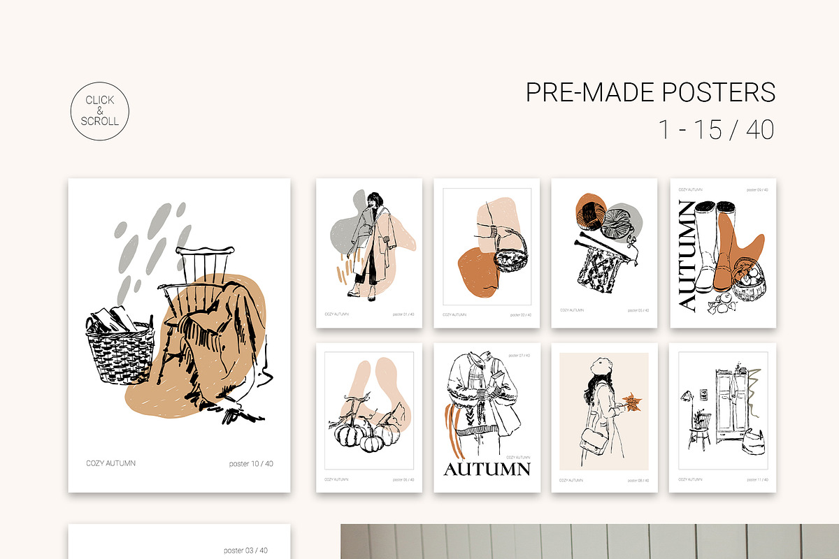 COZY AUTUMN modern posters set, a Seasonal Illustration by Yuliia Lashevska (Photo 3 of 11)