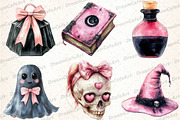 Black Pink Halloween Clipart, an Illustration by DreamCafeArt (Thumbnail 3 of 7)